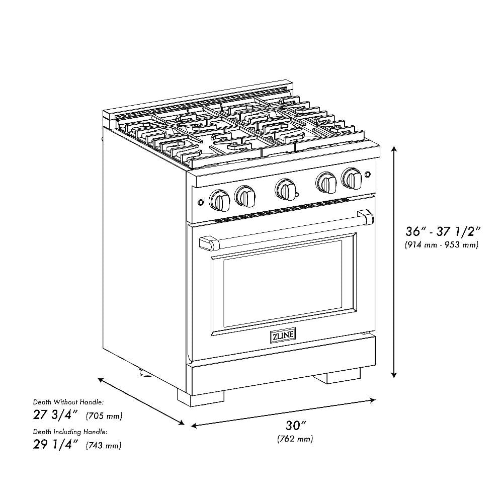 Autograph Edition 30 in. 4.2 cu. ft. Paramount Dual Fuel Range with 4 Burner Gas Cooktop - (SDRZWM30G) -