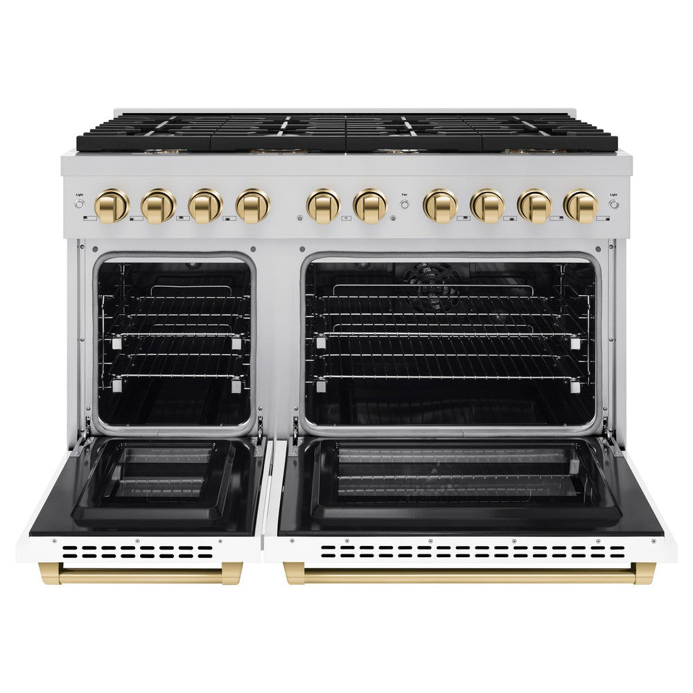 Autograph Edition 48 in. 6.7 cu. ft. Paramount Double Oven Dual Fuel Range with 8 Burner Gas Cooktop - (SDRZWM48G) -