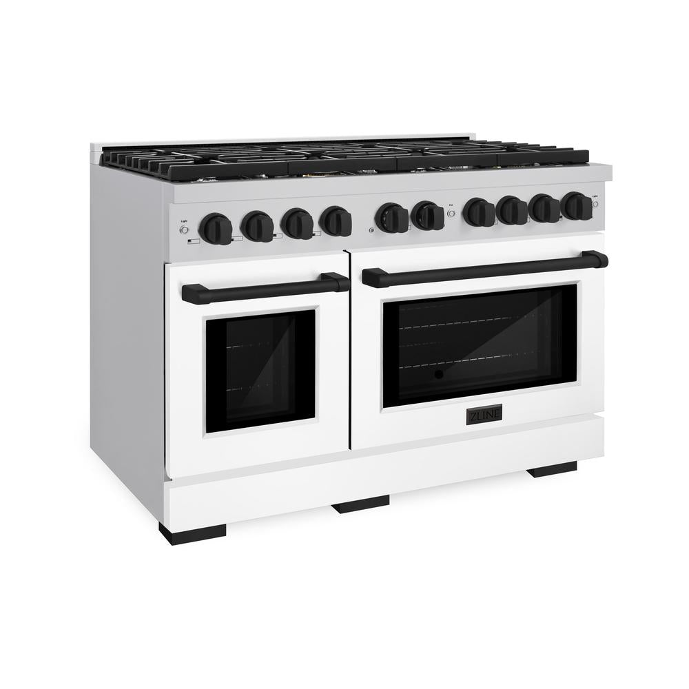 Autograph Edition 48 in. 6.7 cu. ft. Paramount Double Oven Dual Fuel Range with 8 Burner Gas Cooktop - (SDRZWM48MB) -
