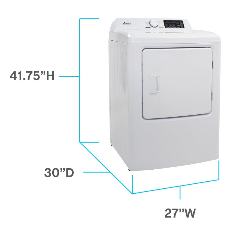 6.7 cu. ft. Front Load Electric Dryer - (SED67D0W) - AVANTI