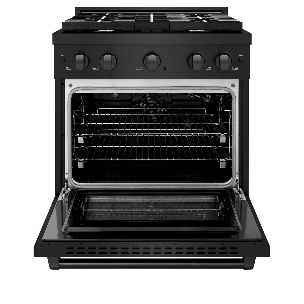 30in. 4.2 cu. ft. 4 Burner Gas Range with Convection Gas Oven in Black Stainless Steel - (SGRB30) -