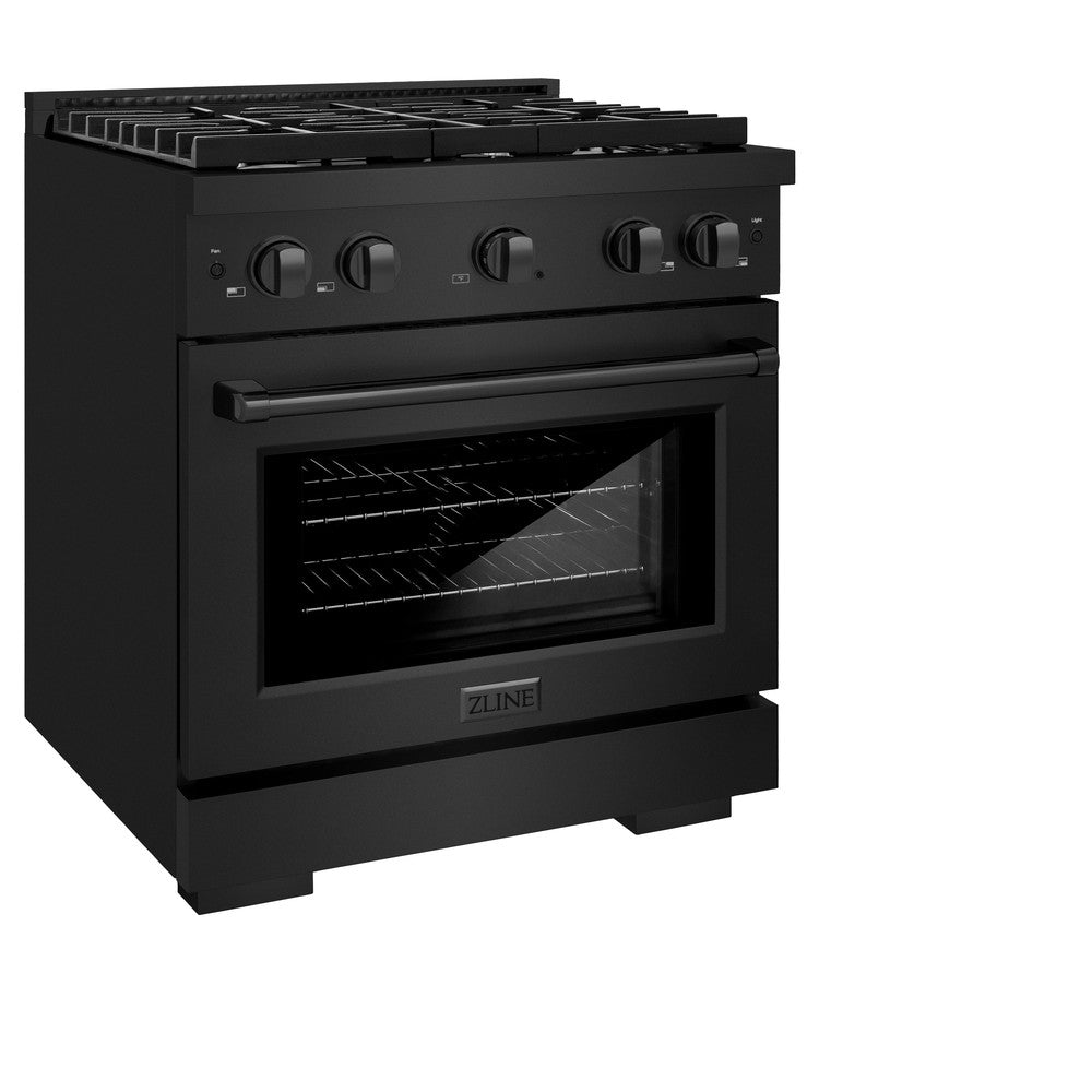 30in. 4.2 cu. ft. 4 Burner Gas Range with Convection Gas Oven in Black Stainless Steel - (SGRB30) -