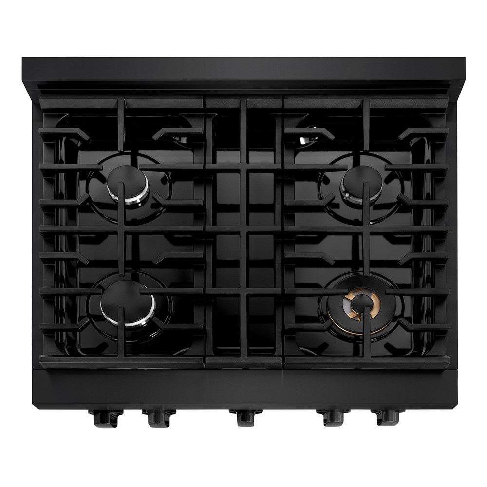 30in. 4.2 cu. ft. 4 Burner Gas Range with Convection Gas Oven in Black Stainless Steel - (SGRB30) -