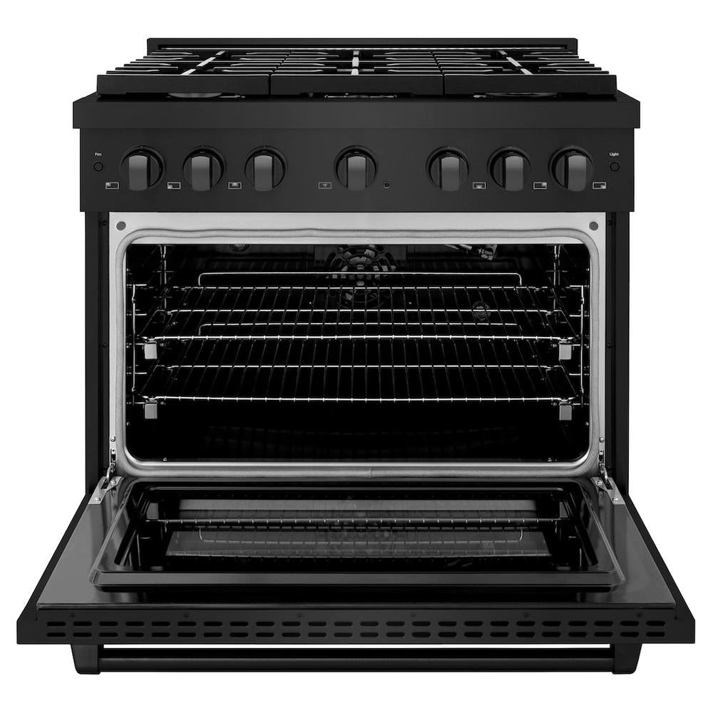 36in. 5.2 cu. ft. 6 Burner Gas Range with Convection Gas Oven in Black Stainless Steel - (SGRB36) - Zline