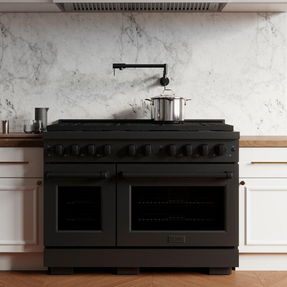 48in. 6.7 cu. ft. 8 Burner Double Oven Gas Range in Black Stainless Steel - (SGRB48) -