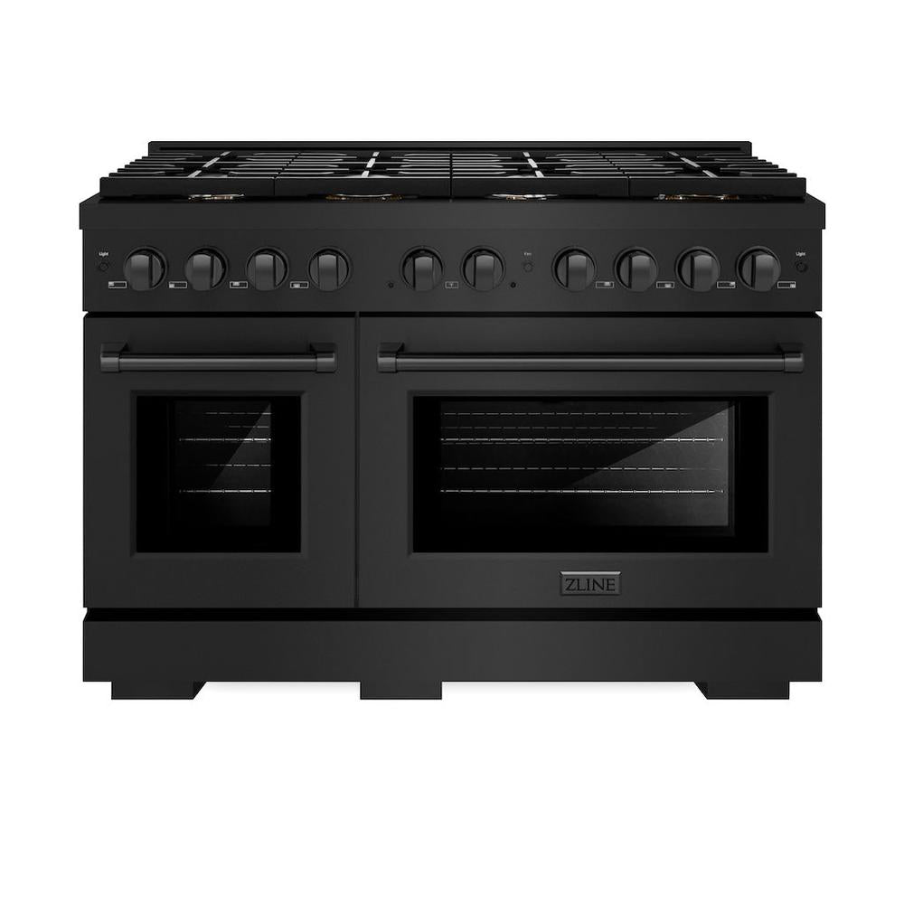 48in. 6.7 cu. ft. Double Oven Gas Range in Black Stainless Steel with 8 Brass Burners - (SGRBBR48) -
