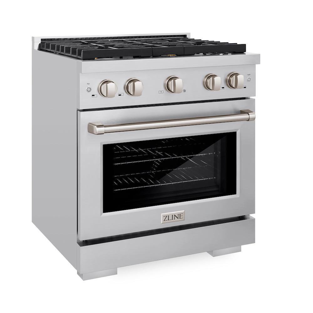 30in. 4.2 cu. ft. Gas Range with Convection Gas Oven in Stainless Steel with 4 Brass Burners - (SGRBR30) -