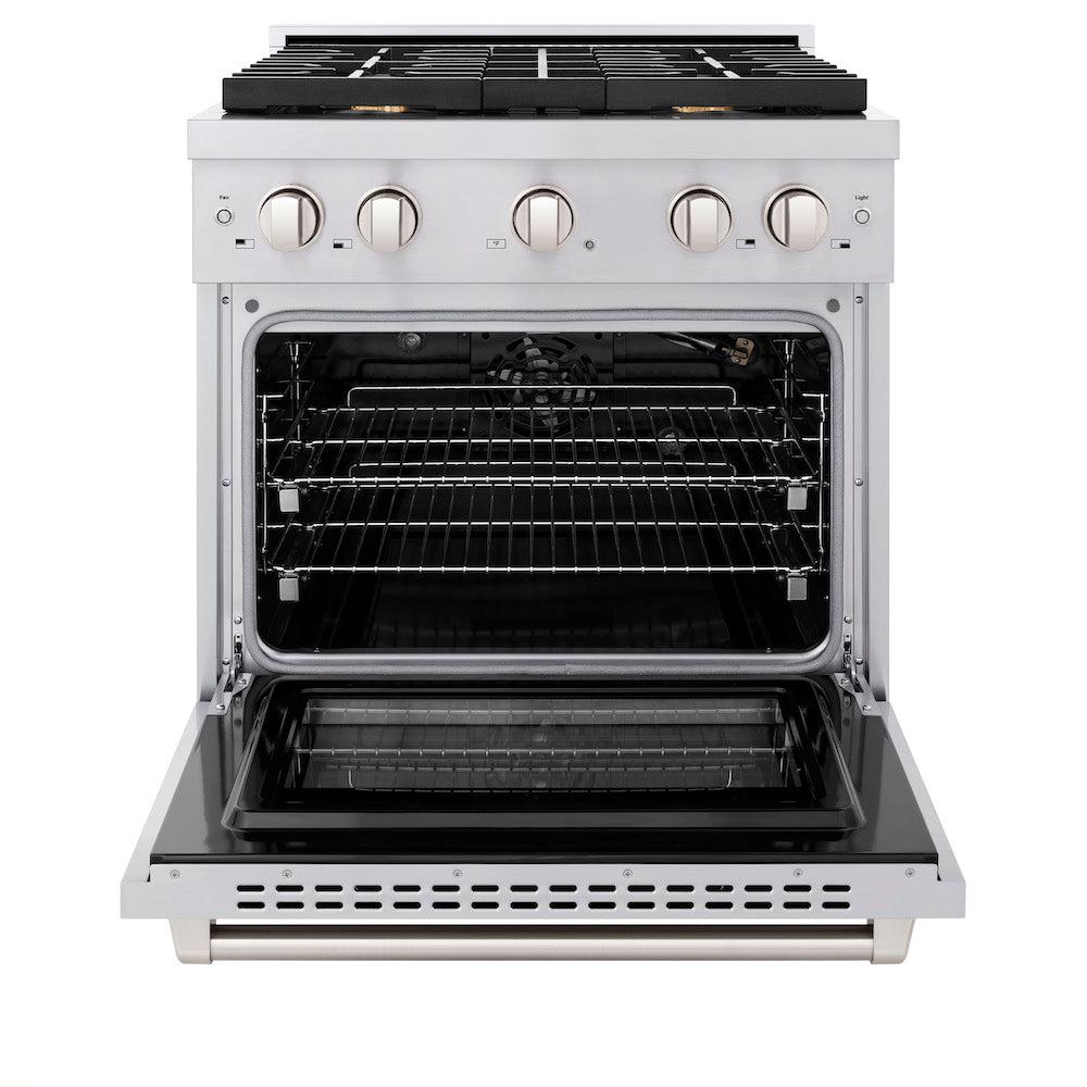 30in. 4.2 cu. ft. Gas Range with Convection Gas Oven in Stainless Steel with 4 Brass Burners - (SGRBR30) -