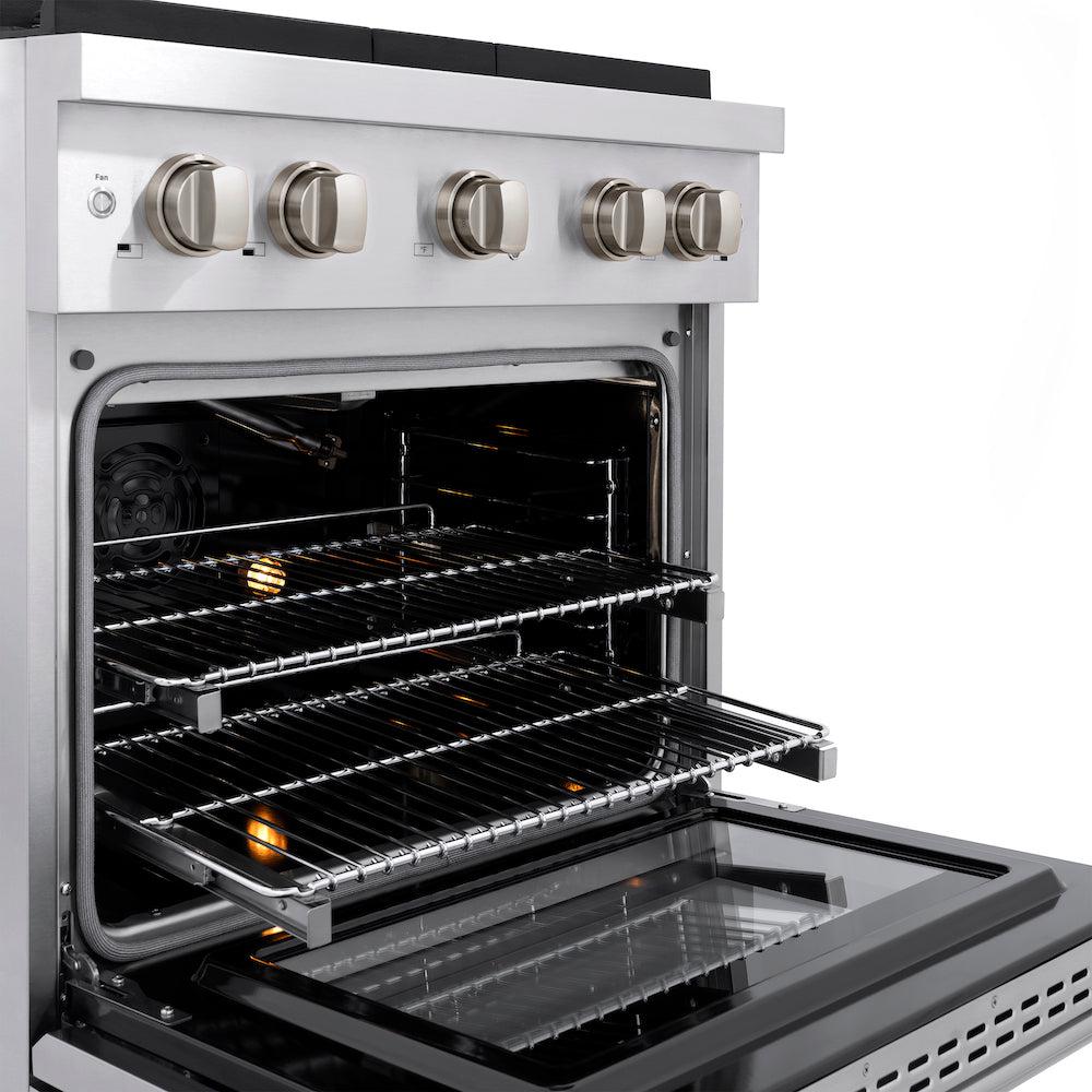 30in. 4.2 cu. ft. Gas Range with Convection Gas Oven in Stainless Steel with 4 Brass Burners - (SGRBR30) -