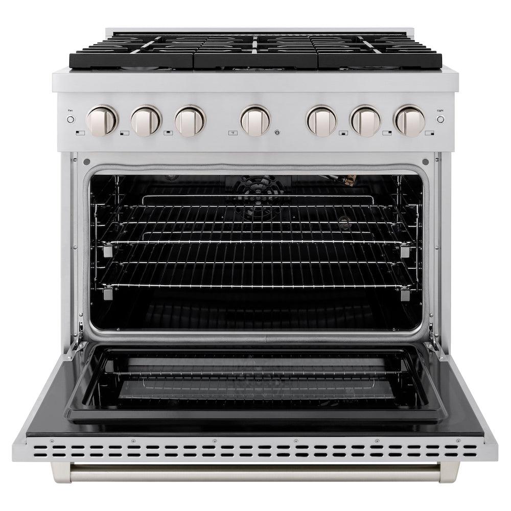 36in. 5.2 cu. ft. Gas Range with Convection Gas Oven in Stainless Steel with 6 Brass Burners - (SGRBR36) -