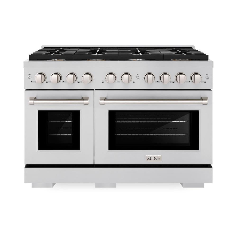 48in. 6.7 cu. ft. Double Oven Gas Range in Stainless Steel with 8 Brass Burners - (SGRBR48) -
