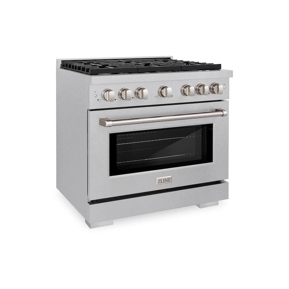 36in. 5.2 cu. ft. 6 Burner Gas Range with Convection Gas Oven in DuraSnow Stainless Steel - (SGRS36) -