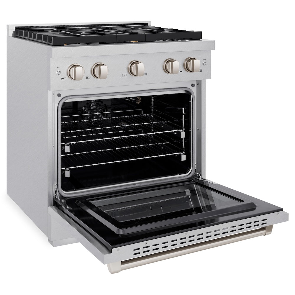 30in. 4.2 cu. ft. Gas Range with Convection Gas Oven in DuraSnow Stainless Steel with 4 Brass Burners - (SGRSBR30) -