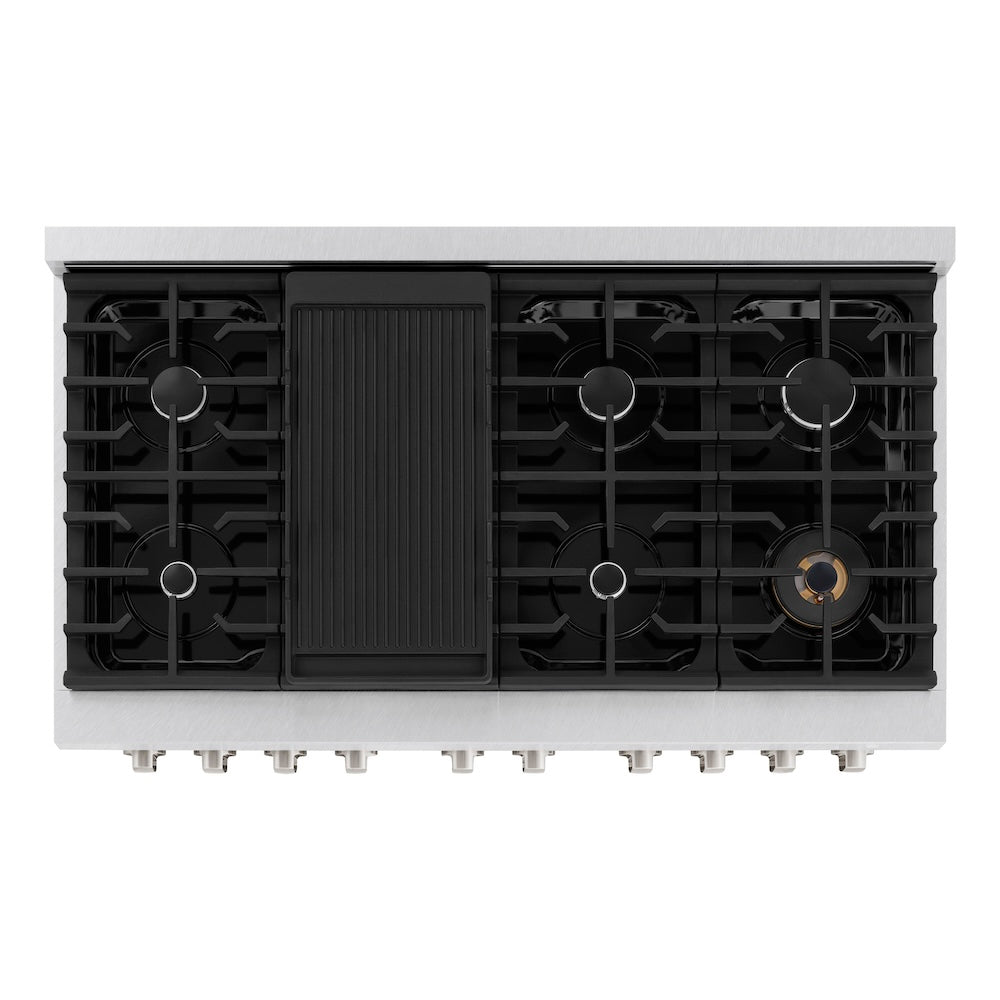 48in. 6.7 cu. ft. 8 Burner Double Oven Gas Range in DuraSnow Stainless Steel with White Matte Doors - (SGRSWM48) -