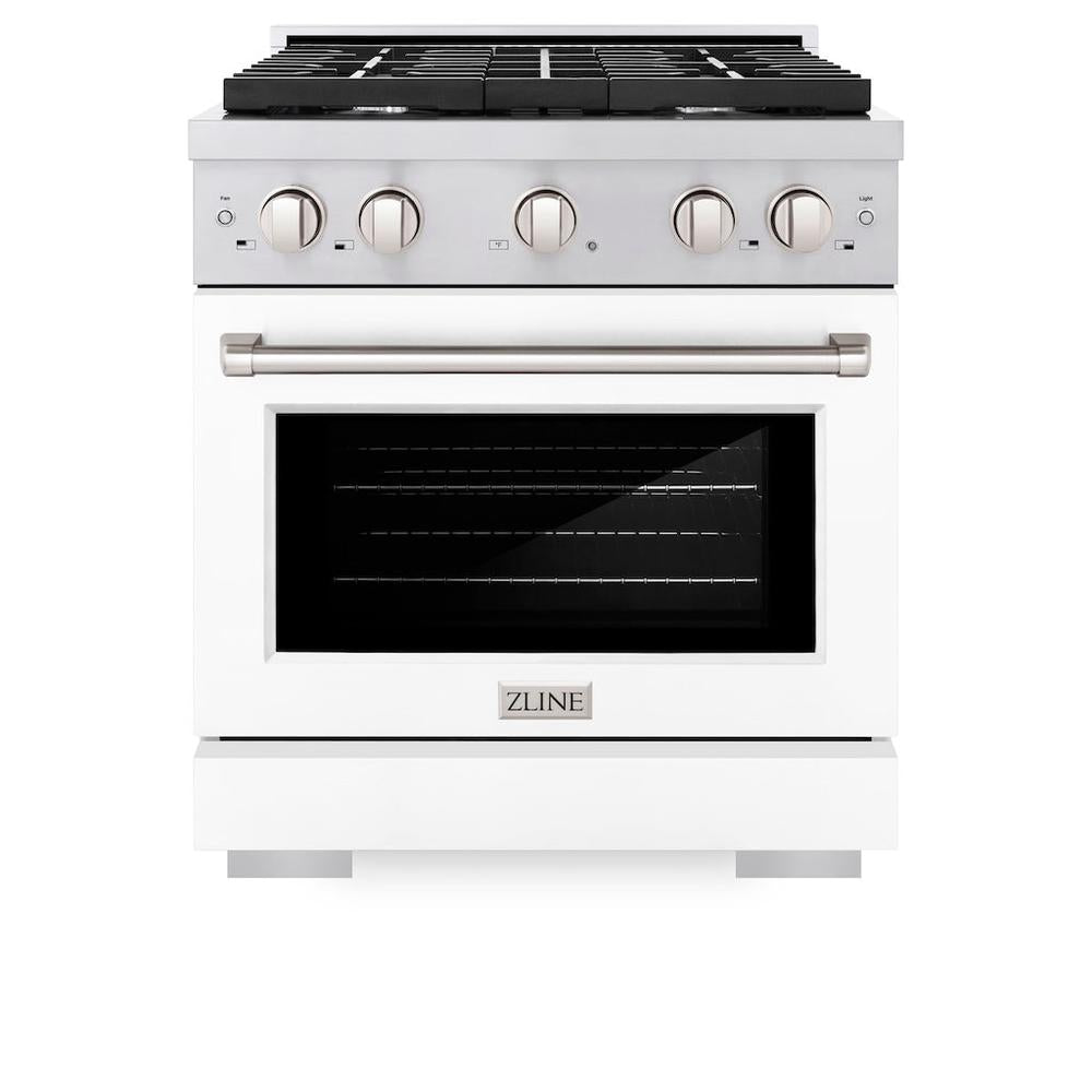 30in. 4.2 cu. ft. 4 Burner Gas Range with Convection Gas Oven in Stainless Steel with White Matte Door - (SGRWM30) -
