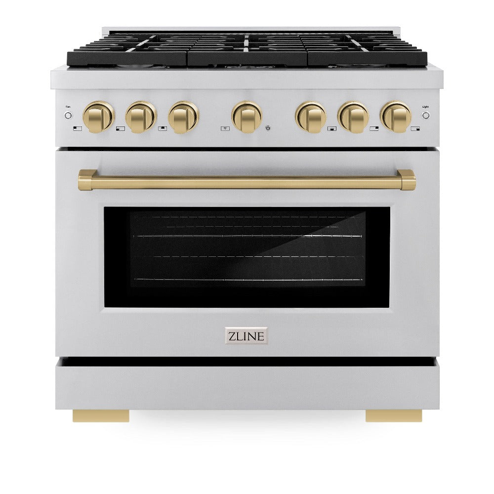AutographEdition 36 in. 5.2 cu. ft. 6 Burner Gas Range with Convection Gas Oven in Stainless Steel and Champagne Bronze Accents - (SGRZ36CB) -