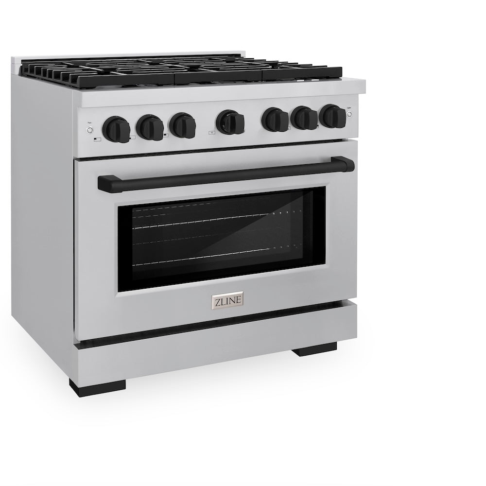 AutographEdition 36 in. 5.2 cu. ft. 6 Burner Gas Range with Convection Gas Oven in Stainless Steel and Matte Black Accents - (SGRZ36MB) -