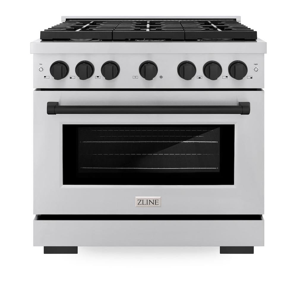 AutographEdition 36 in. 5.2 cu. ft. 6 Burner Gas Range with Convection Gas Oven in Stainless Steel and Matte Black Accents - (SGRZ36MB) -