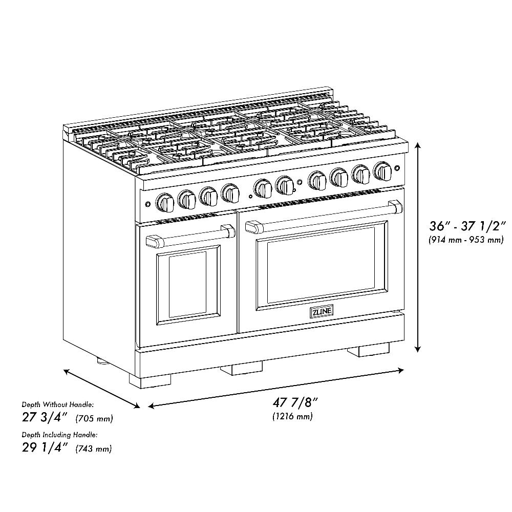 AutographEdition 48 in. 6.7 cu. ft. 8 Burner Double Oven Gas Range in Stainless Steel with White Matte Doors and Matte Black Accents - (SGRZWM48MB) -
