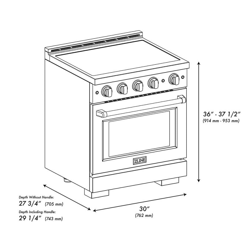 30 in. 4.2 cu. ft. Paramount Induction Range with 4 Element Cooktop and Electric Convection Oven - (SINR30) -