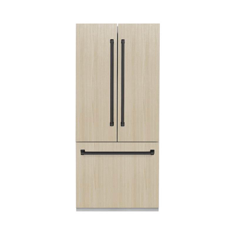 Autograph Edition 36 in. 19.6 cu. ft. Panel Ready French Door Built-In Bottom Freezer Refrigerator with Water Dispenser and Ice Maker with Stainless Steel Interior and Matte Black Accents - (SRBIVZ36MB) -