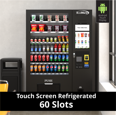 Refrigerated Snack and Drink Vending Machine with 60 Slots and 22 Inch Touch Screen in Black