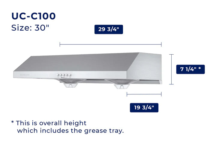 UC-C100 Ducted Under Cabinet Range Hood
