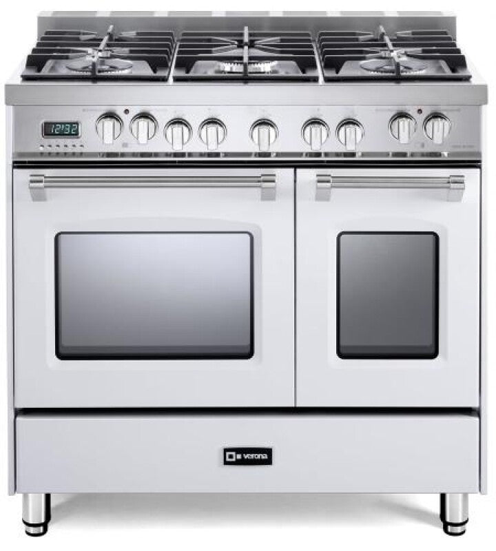 Prestige 36" Dual Fuel Double Oven Range - White - (VPFSGE365DW) - VERONA