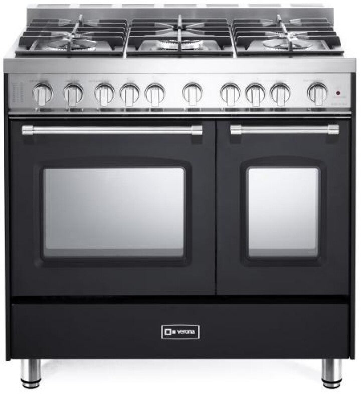 Prestige 36" Gas Double Oven Range - Matte Black - (VPFSGG365DE) - VERONA