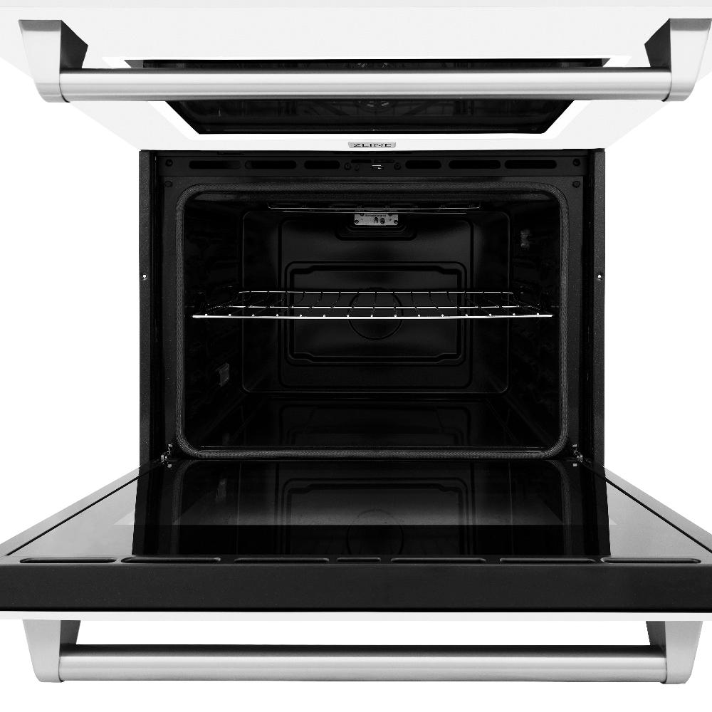 ZLINE 30 in. Professional True Convection Double Wall Oven with Air Fry and Self Clean in Stainless Steel with White Matte Doors (WAD-WM-30) - (WADWM30) -