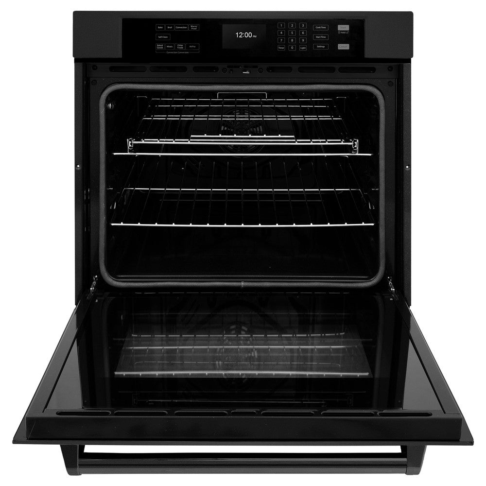 ZLINE 30 in. Professional True Convection Single Wall Oven with Air Fry and Self Clean in Black Stainless Steel (WASB-30) - (WASB30) -