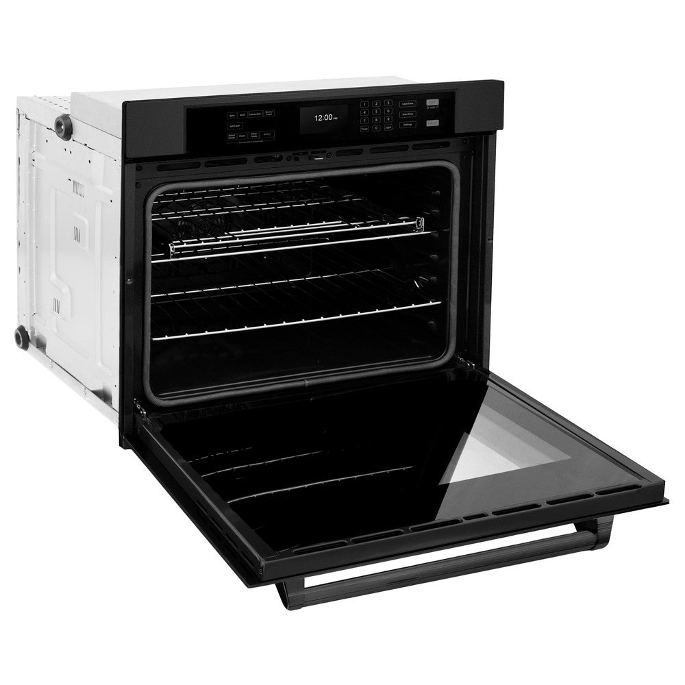 ZLINE 30 in. Professional True Convection Single Wall Oven with Air Fry and Self Clean in Black Stainless Steel (WASB-30) - (WASB30) -