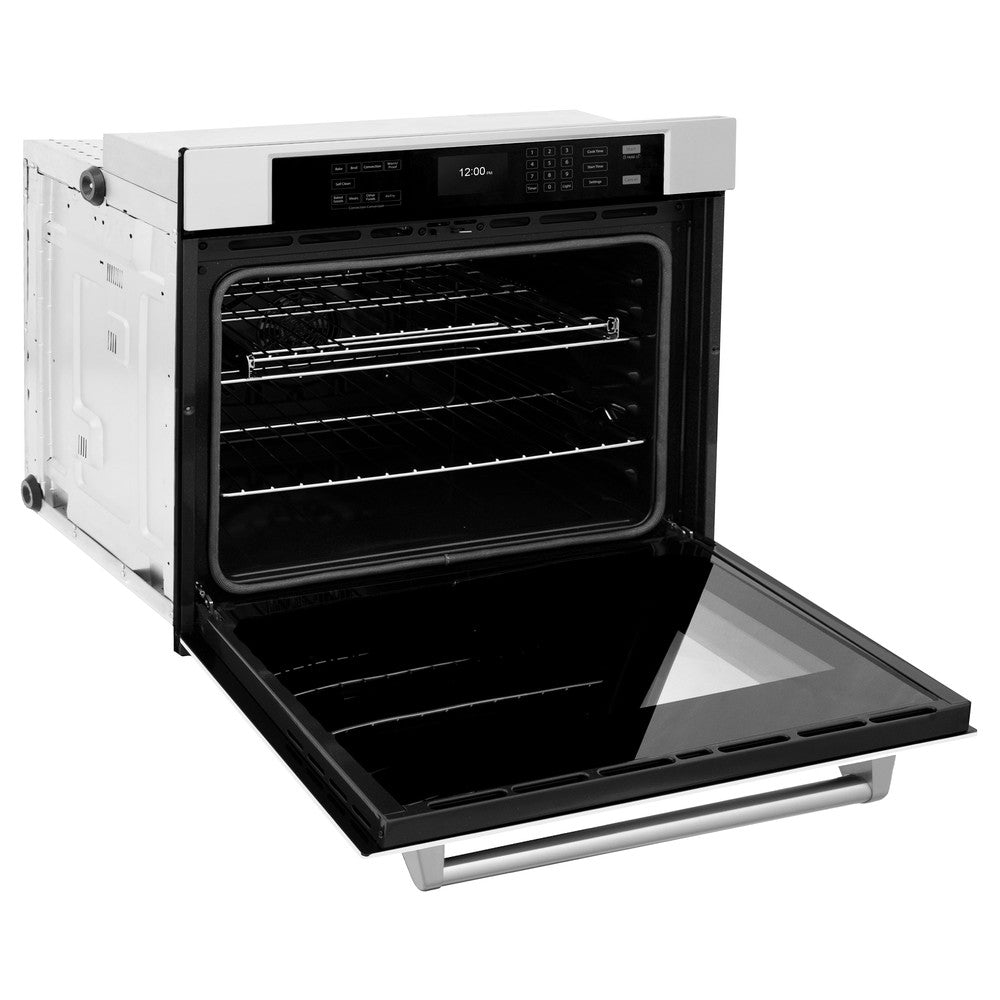 ZLINE 30 in. Professional True Convection Single Wall Oven with Air Fry and Self Clean in Stainless Steel with White Matte Door (WAS-WM-30) - (WASWM30) -