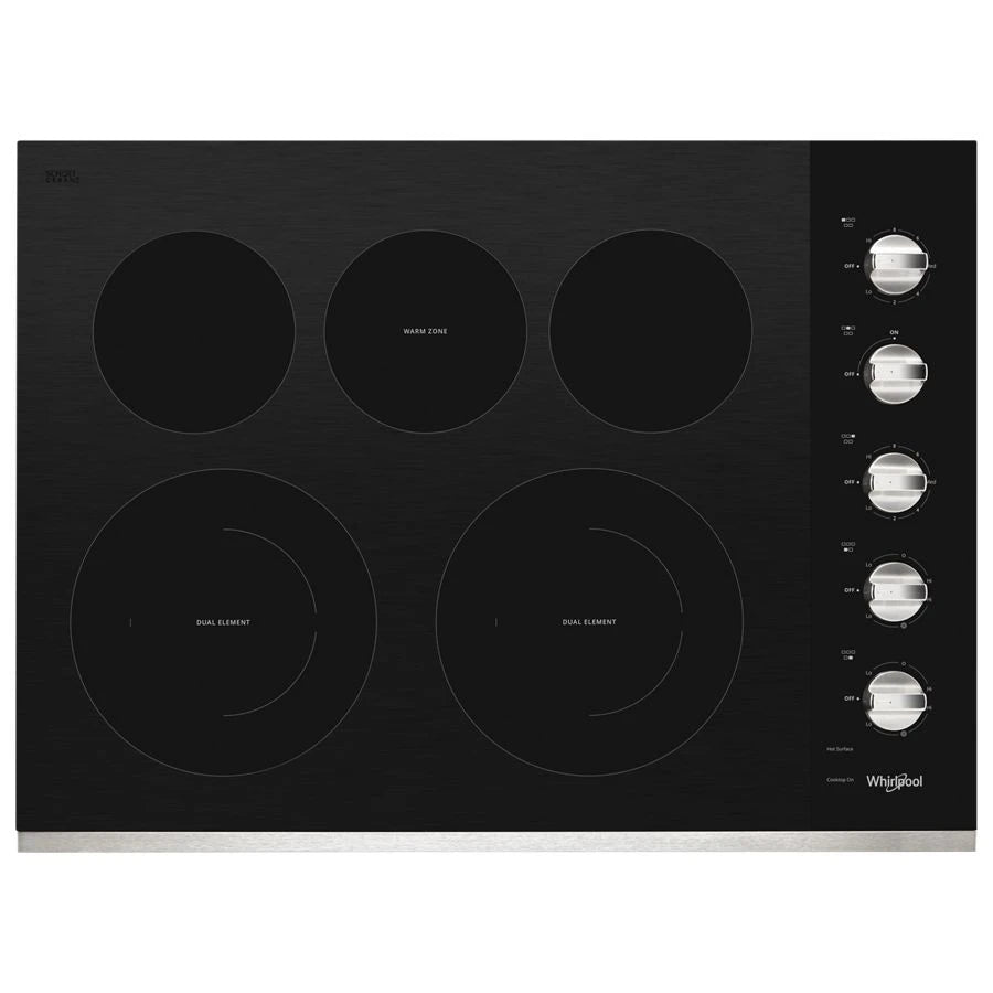 30-inch Electric Ceramic Glass Cooktop with Two Dual Radiant Elements - (WCE77US0HS) - WHIRLPOOL