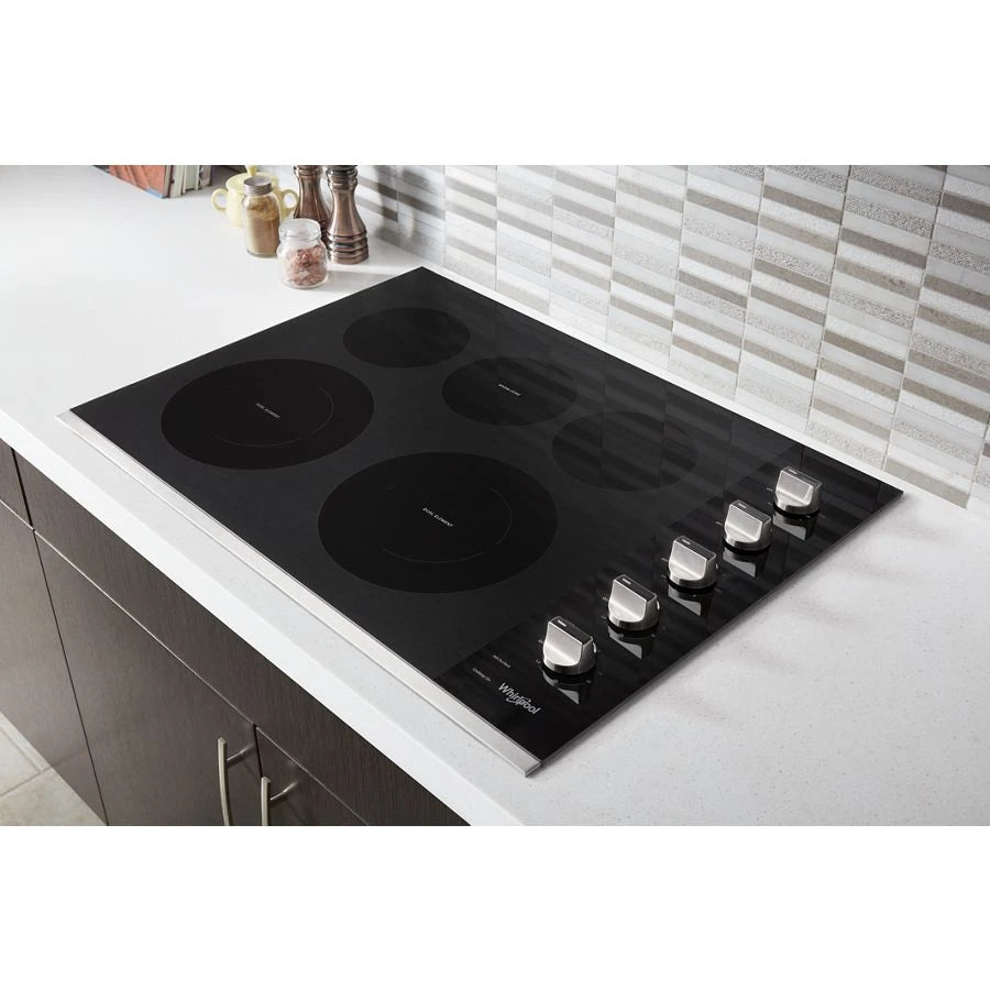 30-inch Electric Ceramic Glass Cooktop with Two Dual Radiant Elements - (WCE77US0HS) - WHIRLPOOL