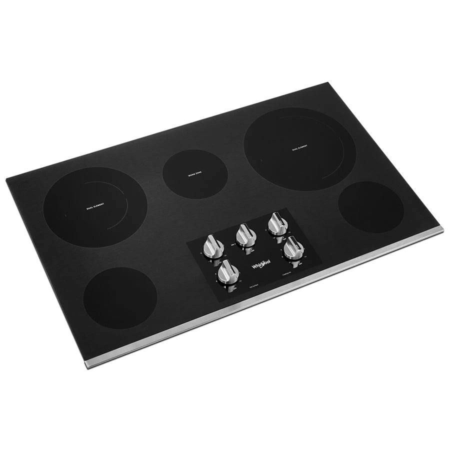 36-inch Electric Ceramic Glass Cooktop with Two Dual Radiant Elements - (WCE77US6HS) - WHIRLPOOL