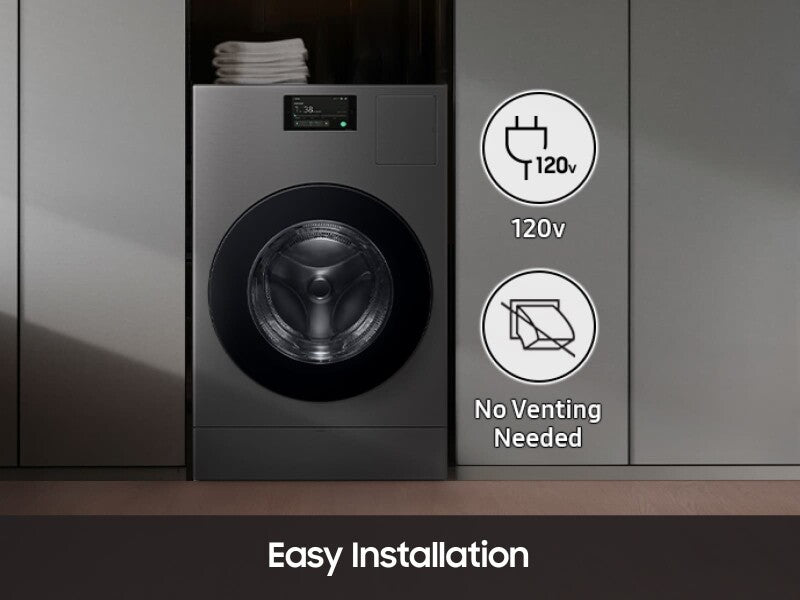 Bespoke AI Laundry Combo™ All-in-One 5.3 cu. ft. Ultra Capacity Washer and Ventless Heat Pump Dryer in Dark Steel - (WD53DBA900HZA1)