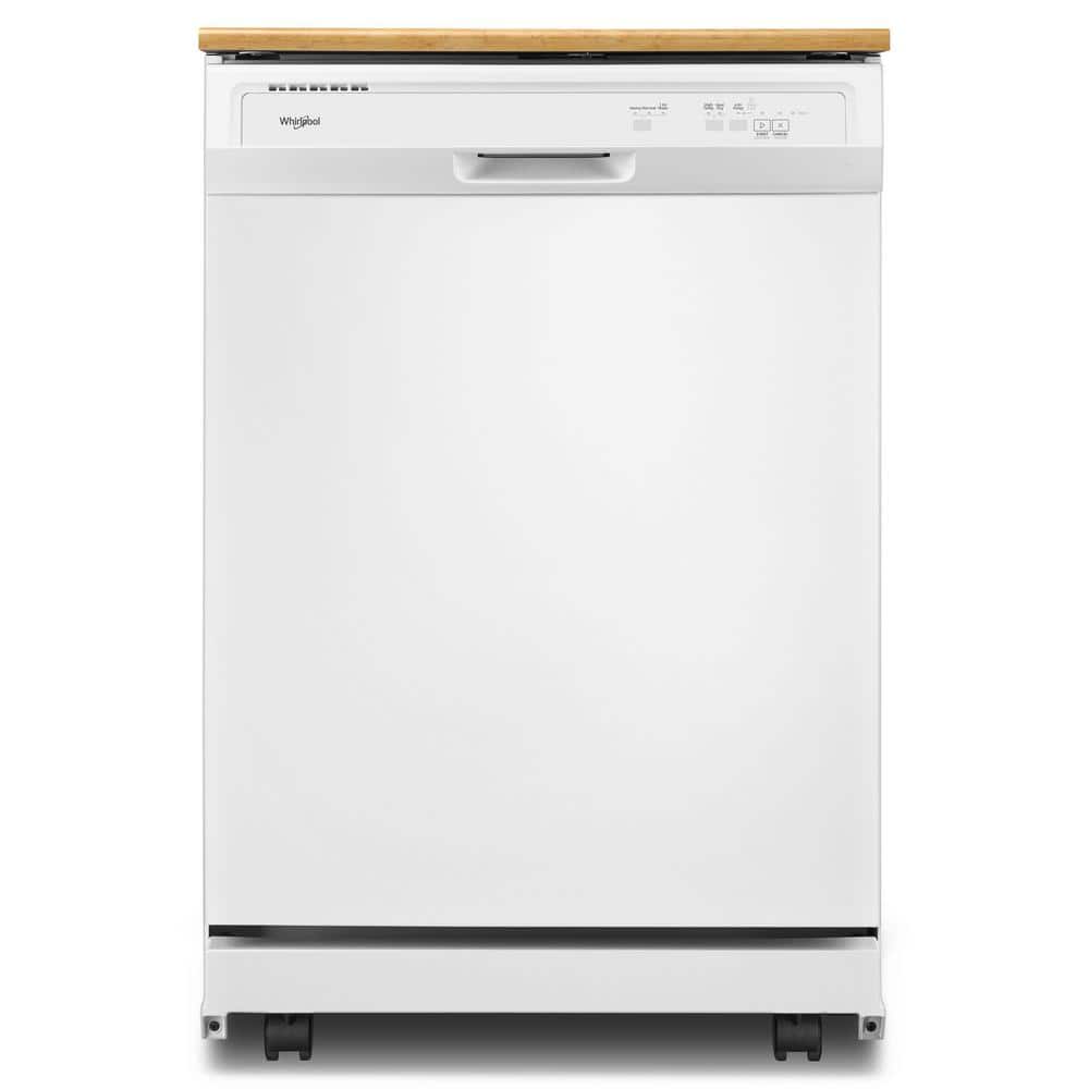 Whirlpool WDP370PAHW 24-inch portable dishwasher in White, front view