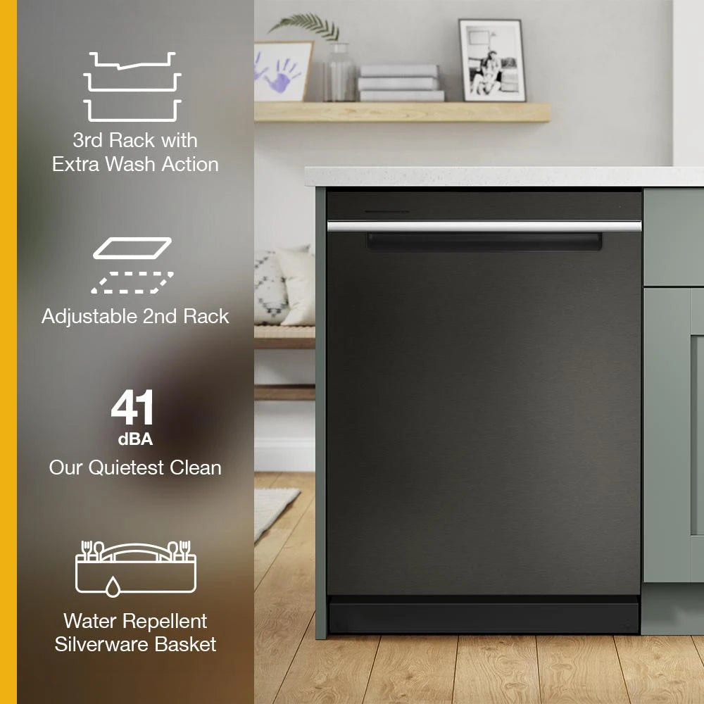 Eco Series Quiet Dishwasher with a washing 3rd Rack & Water Repellent Silverware Basket - (WDPS7024RV)