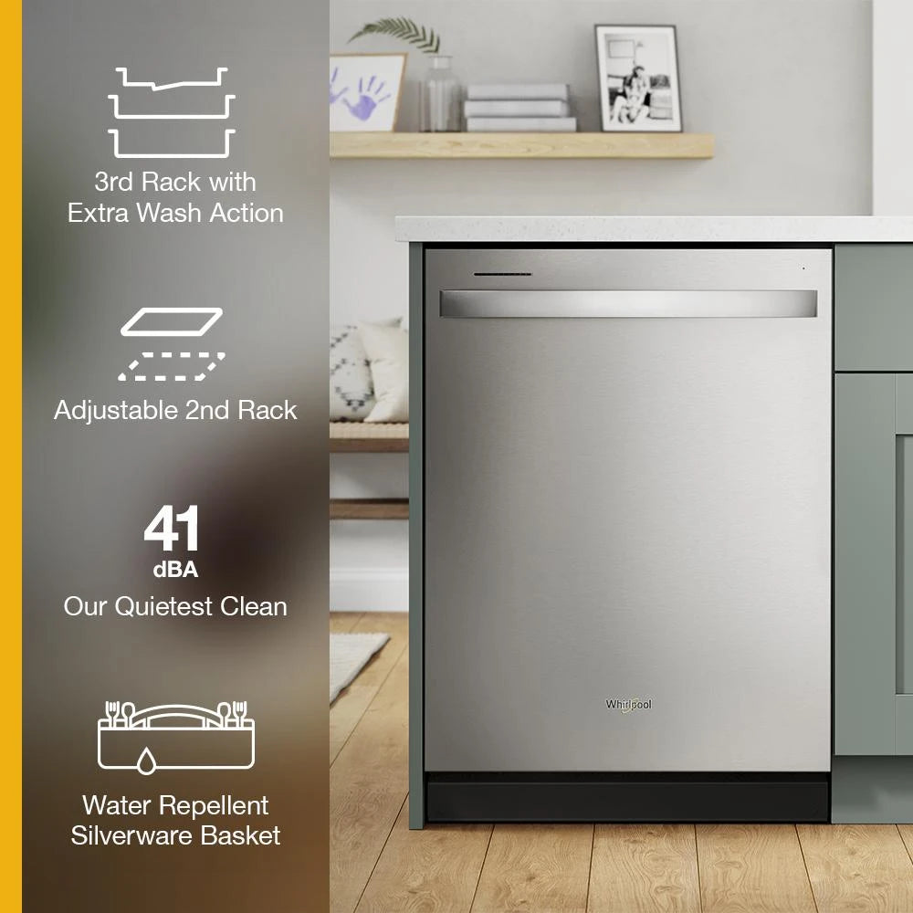 Eco Series Quiet Dishwasher with a washing 3rd Rack & Water Repellent Silverware Basket - (WDTS7024RZ)