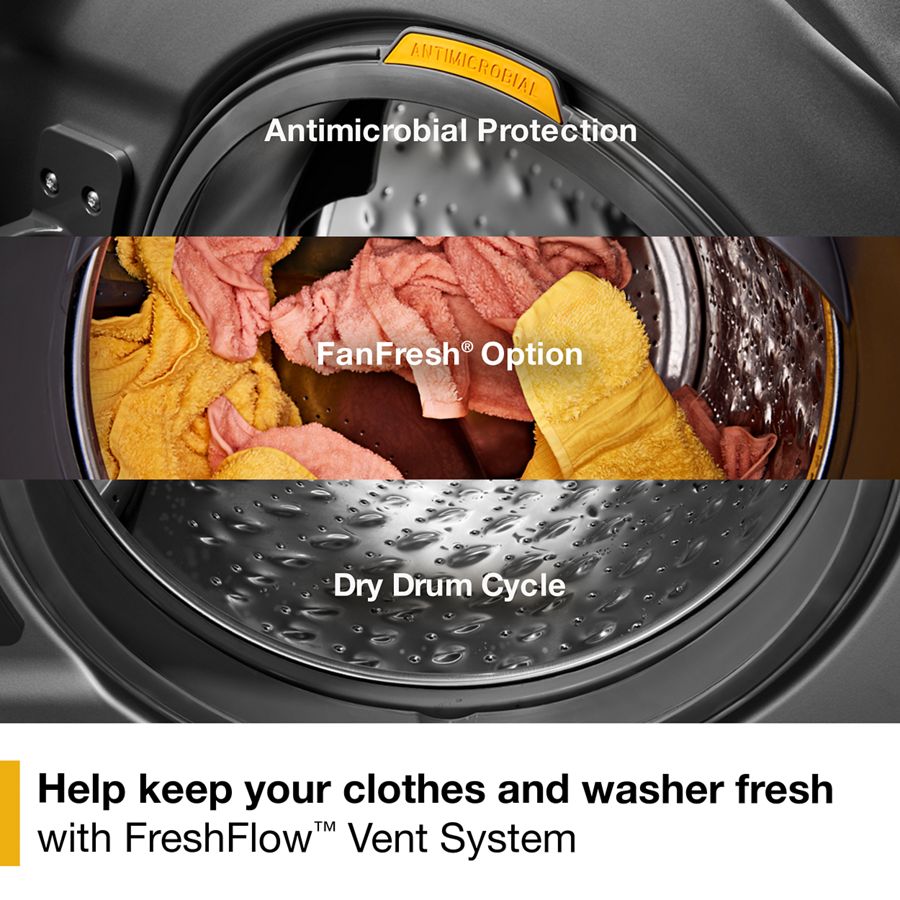 4.5 Cu. Ft. Smart Energy Star® Front Load Washer & 7.4 Cu. Ft. Electric Dryer Laundry Tower With Freshflowtm Vent System & Uv Clean Technology - (WEF5727TR) -