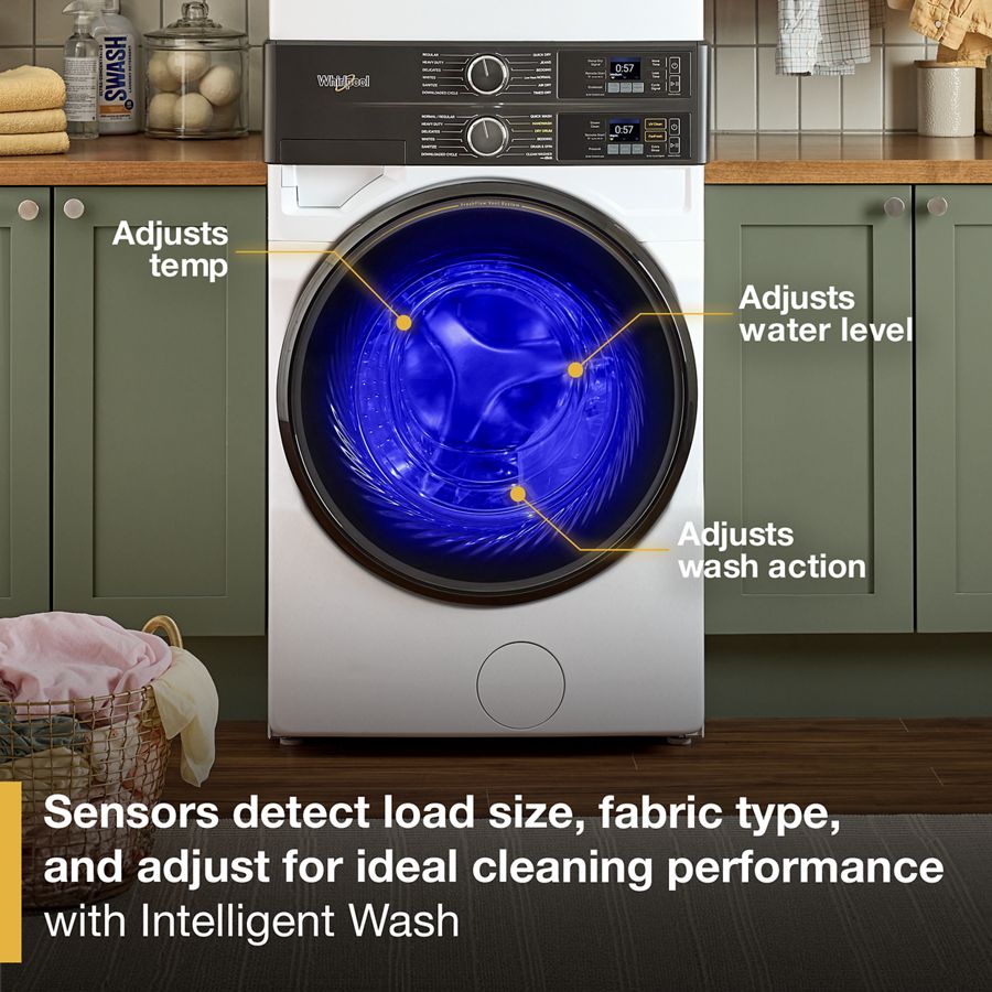 4.5 Cu. Ft. Smart Energy Star® Front Load Washer & 7.4 Cu. Ft. Electric Dryer Laundry Tower With Freshflowtm Vent System & Uv Clean Technology - (WEF5727TW) -