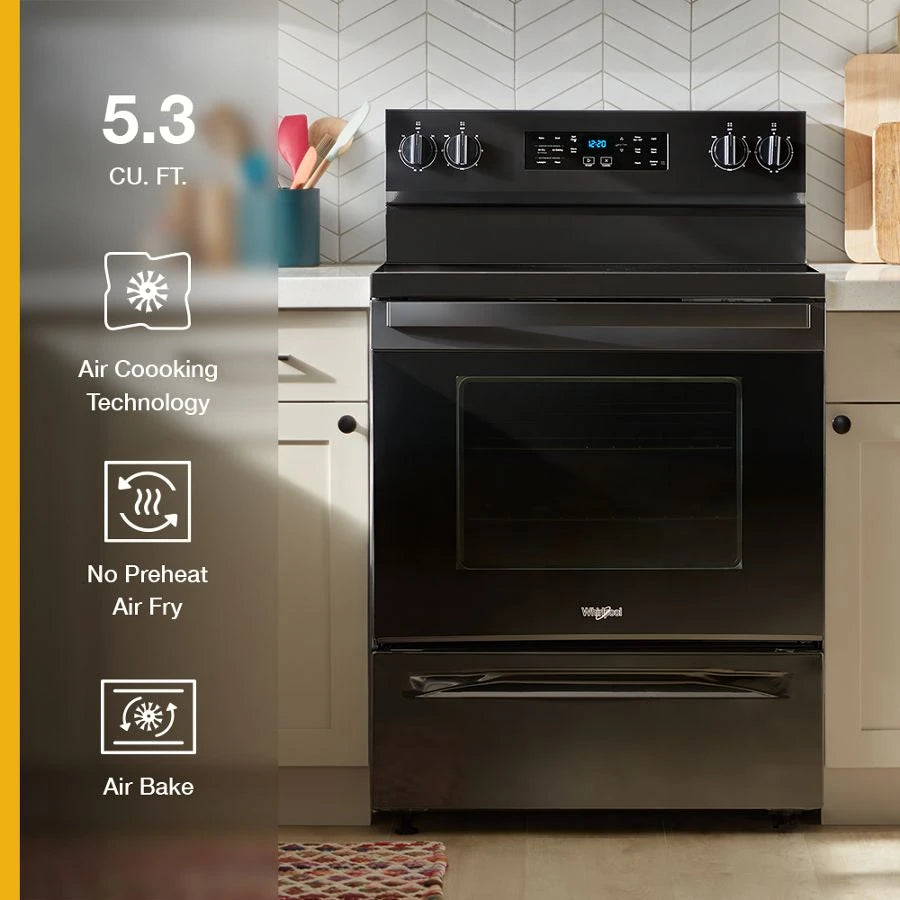 30-inch Energy Star Electric Range with Air Cooking Technology, No Preheat Air Fry and Air Baking and Self Clean - (WFES5030RB)