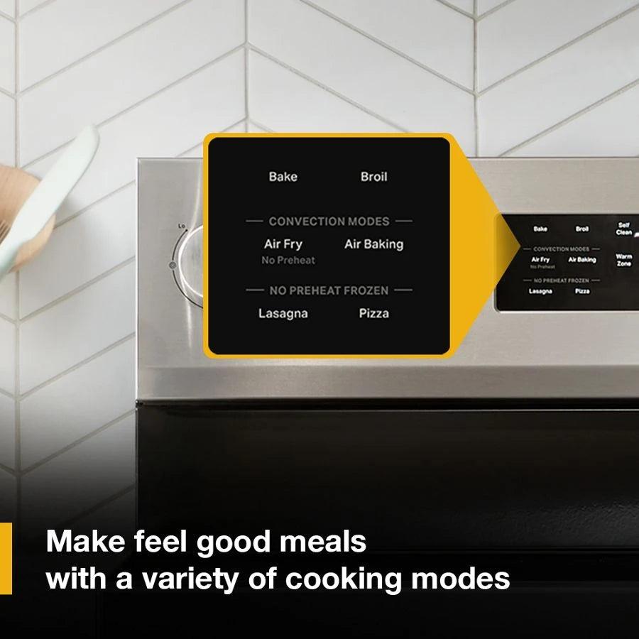 30-inch Energy Star Electric Range with Air Cooking Technology, No Preheat Air Fry and Air Baking and Self Clean - (WFES5030RV)