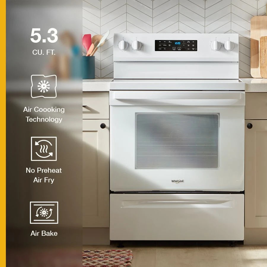 30-inch Energy Star Electric Range with Air Cooking Technology, No Preheat Air Fry and Air Baking and Self Clean - (WFES5030RW)