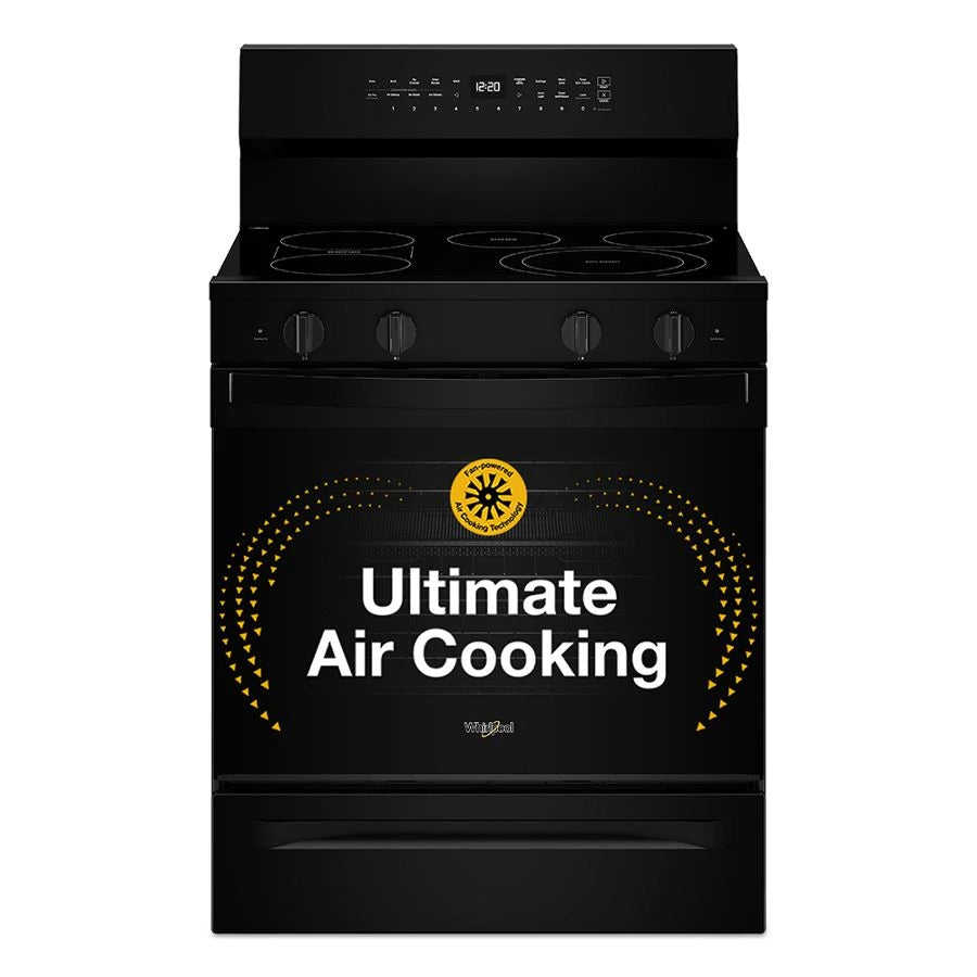 30-inch Electric Smart Range with Air Cooking Technology, No Preheat Air Fry, High Speed Preheat Oven, WipeClean™ Coating, and Steam/Self Clean - (WFES7530RB)