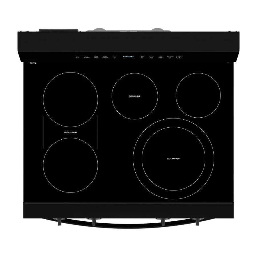 30-inch Electric Smart Range with Air Cooking Technology, No Preheat Air Fry, High Speed Preheat Oven, WipeClean™ Coating, and Steam/Self Clean - (WFES7530RB)