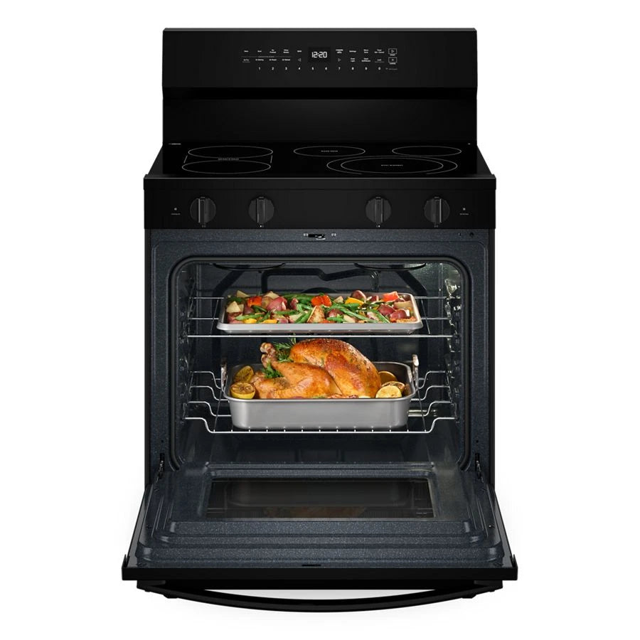30-inch Electric Smart Range with Air Cooking Technology, No Preheat Air Fry, High Speed Preheat Oven, WipeClean™ Coating, and Steam/Self Clean - (WFES7530RB)