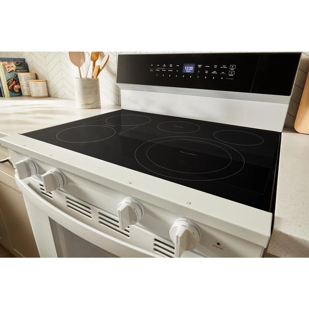 30-inch Electric Smart Range with Air Cooking Technology, No Preheat Air Fry, High Speed Preheat Oven, WipeClean™ Coating, and Steam/Self Clean - (WFES7530RW)