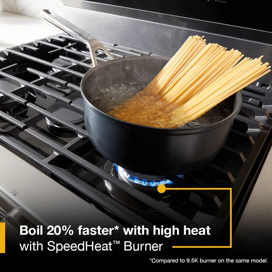 30-inch Smart Gas Range with Air Cooking Technology, No Preheat Air Fry, Steam/Self Clean and High Speed Preheat - (WFGS7530RV)